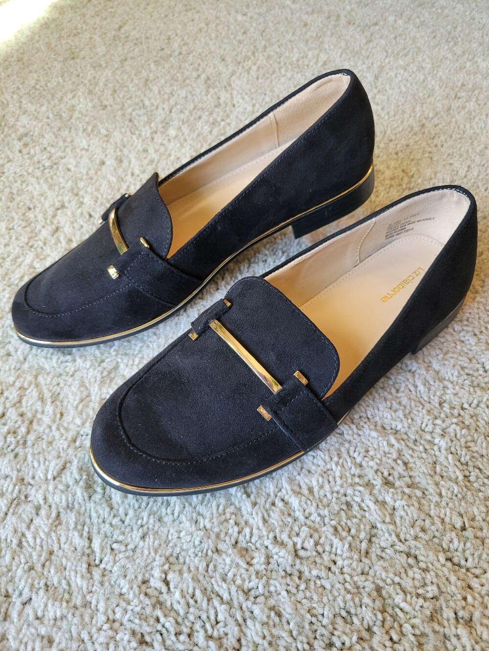 Liz's Modern Black Loafers with Gold Trim Classic Look Upgrade 6 1/2